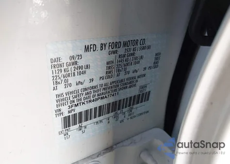 2023 Ford Mustang Mach-E Select z USA, uszkodzony, nr VIN 3FMTK1R40PMA77411